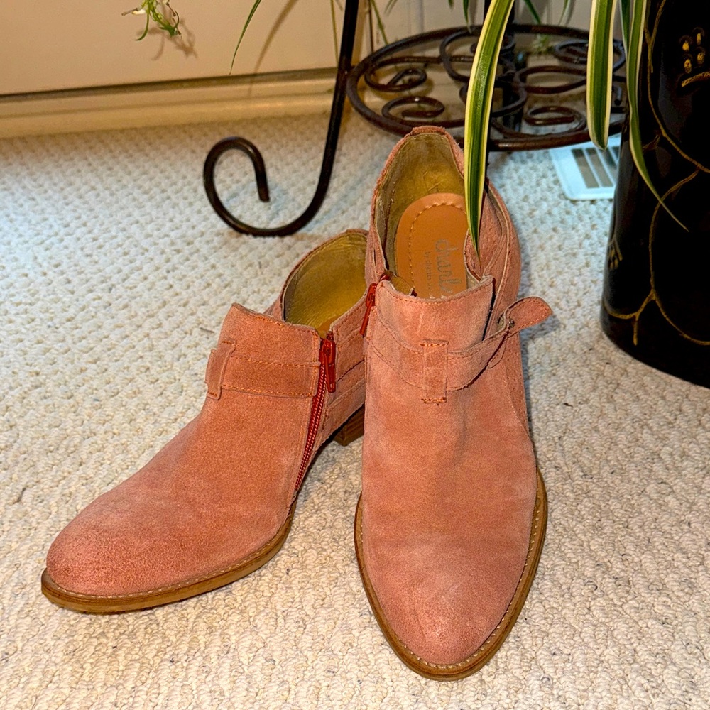 Charles By Charles David Women's Pink Suede Ankle Booties